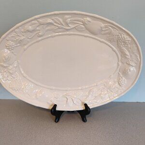 Tiffany Boutique Large White Embossed Oval Platter Italy 17"